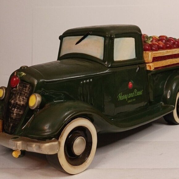 Cookie Jar Harry And David Pear Truck Ceramic Vintage Green Good Condition